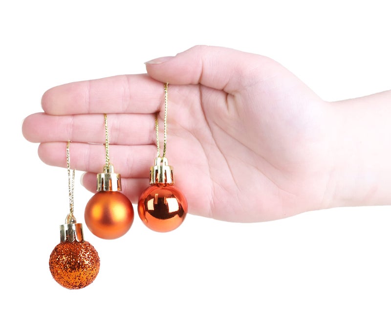 Christmas ConceptsÂ® Pack of 25-25mm Mini Christmas Tree Baubles - Shiny, Matte & Glitter Decorated Ornaments (Copper) - Image 4